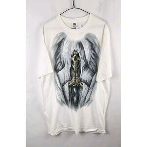 NWT Y2K Mens T Shirt Fruit Of The Loom Skull Wings‎ Size XL